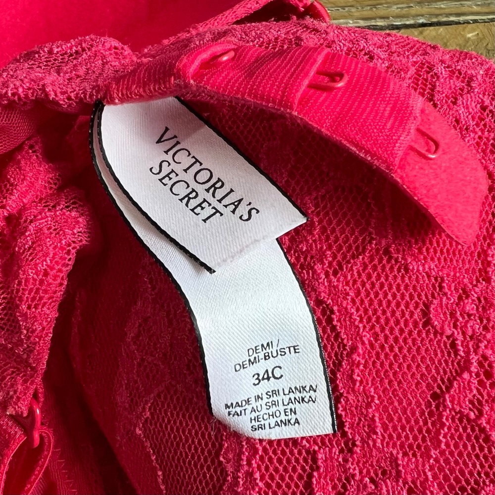 Victoria's Secret Demi Bra Lace Push Up Sexy Red Everyday Lingerie 34C - Picture 7 of 8